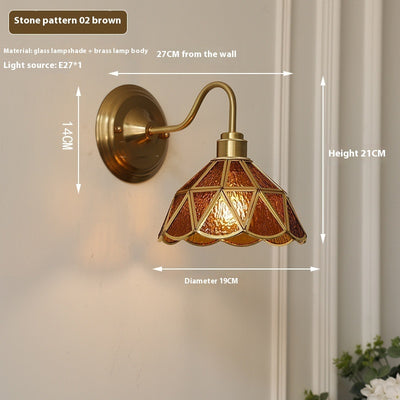 Retro Brass Glass Wall Lamp Creative Bedroom Lamps